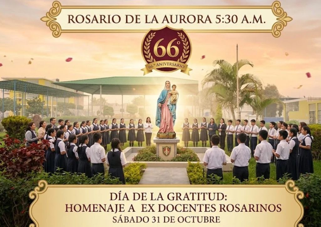 Estudiantes rosarinos rinden homenaje a la Virgen del Rosario en el patio del colegio – Chincha